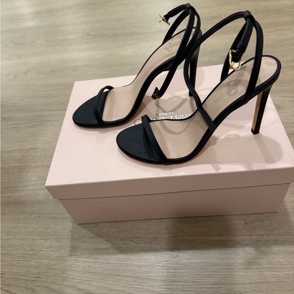 Stuart Weitzman Black Strappy Open-Toe Heels